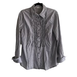 MAX VOLMARY Diamonds And Pearls Blue White Striped Shirt Blouse Blue White 14